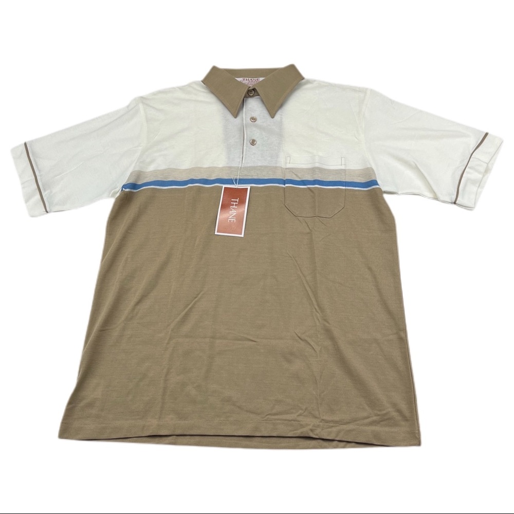 Vtg 70s Thane Airowisp Mens Large Polo Shirt Short Sleeve Deadstock NWT Retro